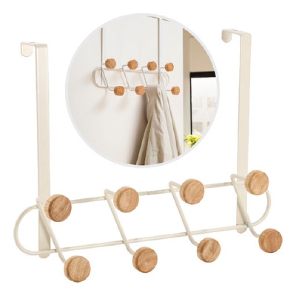 Encontraproduto.com.br - Cabideiro de Porta Multiuso 8 Ganchos Sem Furar - Oikos