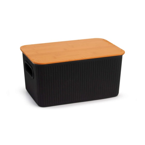 Encontraproduto.com.br - Caixa Organizadora Canelada com Tampa Bambu Oikos 1,5L