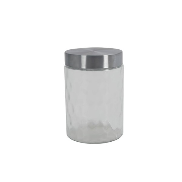 Encontraproduto.com.br - Pote de Vidro com Bolhas Tampa Inox Mozcada 1,3L