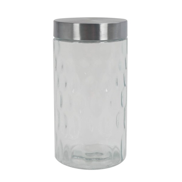 Encontraproduto.com.br - Pote de Vidro com Bolhas Tampa Inox Mozcada 1,3L