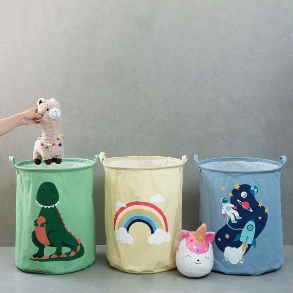 Encontraproduto.com.br - Kit 3 Cestos Organizadores Infantis Roupas E Brinquedos de Linho - Oikos