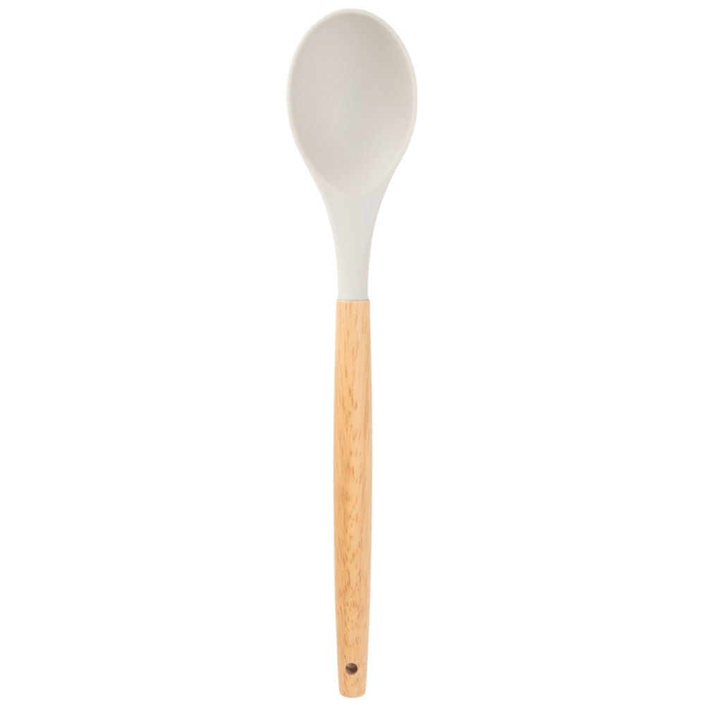Encontraproduto.com.br - Colher de Silicone Cabo Madeira Off-White Mozcada 31cm