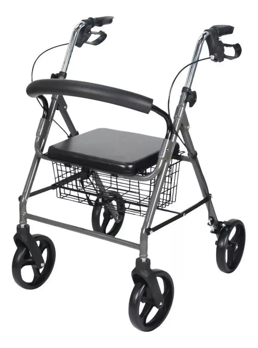 Andador Dobrável Regulável Assento 4 Rodas SC302 Hidrolight