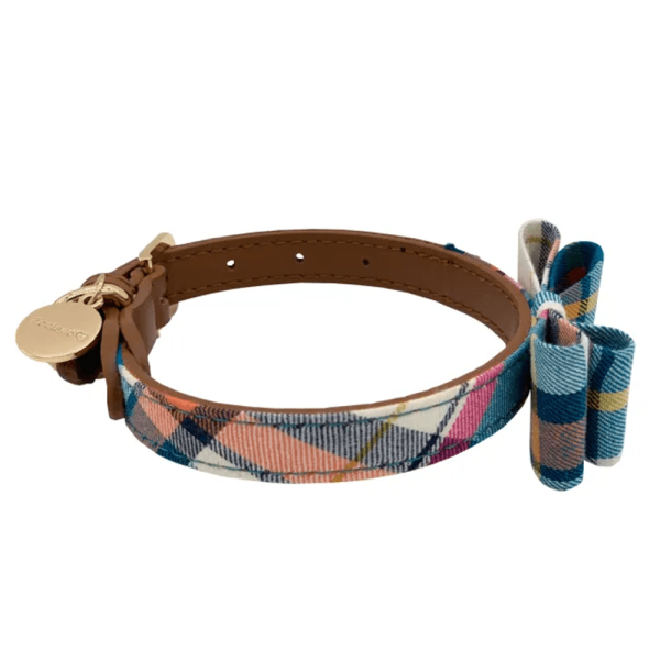 Encontraproduto.com.br - Coleira Zooland Para Cachorros Modelo 1516-1B - Laço Quadriculado Azul
