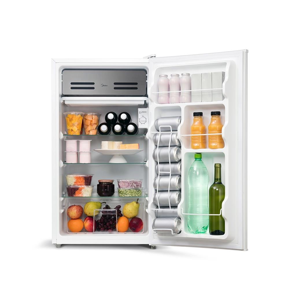 Encontraproduto.com.br - Frigobar Midea 93L MRC10B com Prateleira e Gavetão Branco