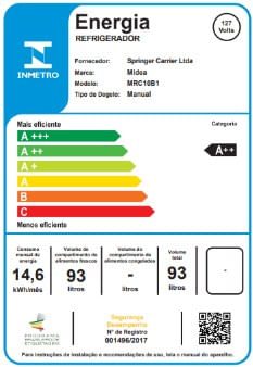 Encontraproduto.com.br - Frigobar Midea 93 Litros Preto com Inox MRC10B2-X - 220 Volts