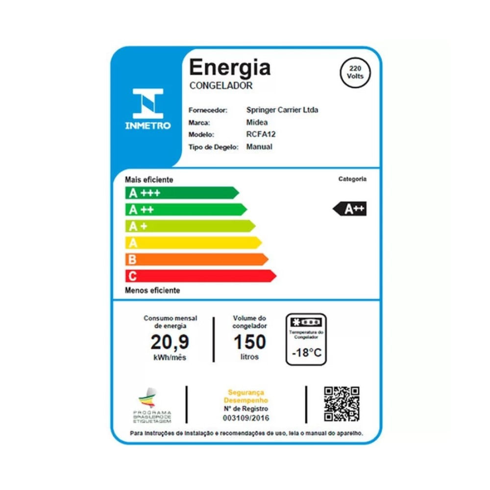 Encontraproduto.com.br - Freezer Horizontal Midea 150L Branco RCFA12