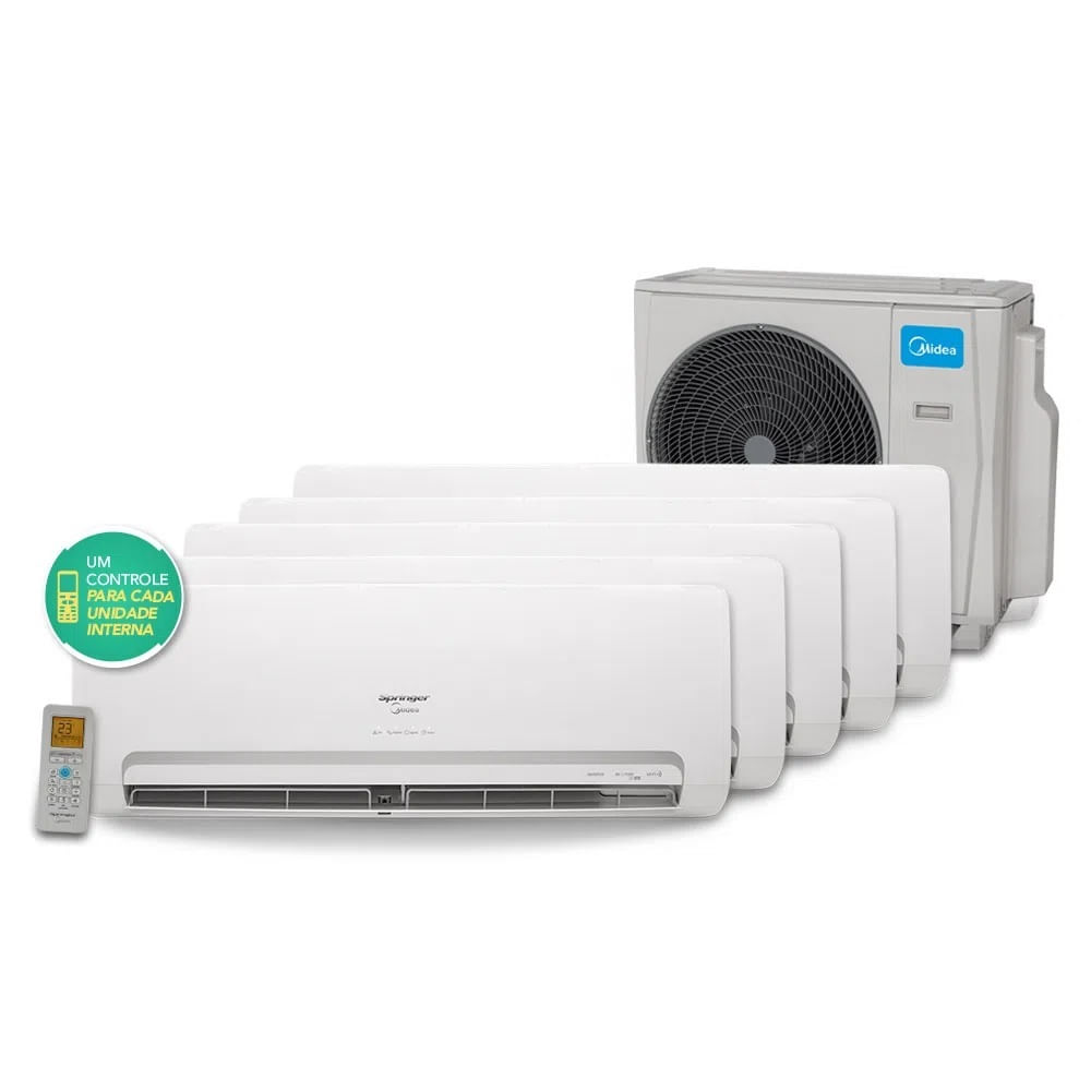 Encontraproduto.com.br - Multi Split Inverter Springer Midea 2x9.000 e Cassete 4 Vias 2x9.000 e 1x18.000 BTU/h Quente e Frio Monofásico 38MBPA42M5 - 220 Volts