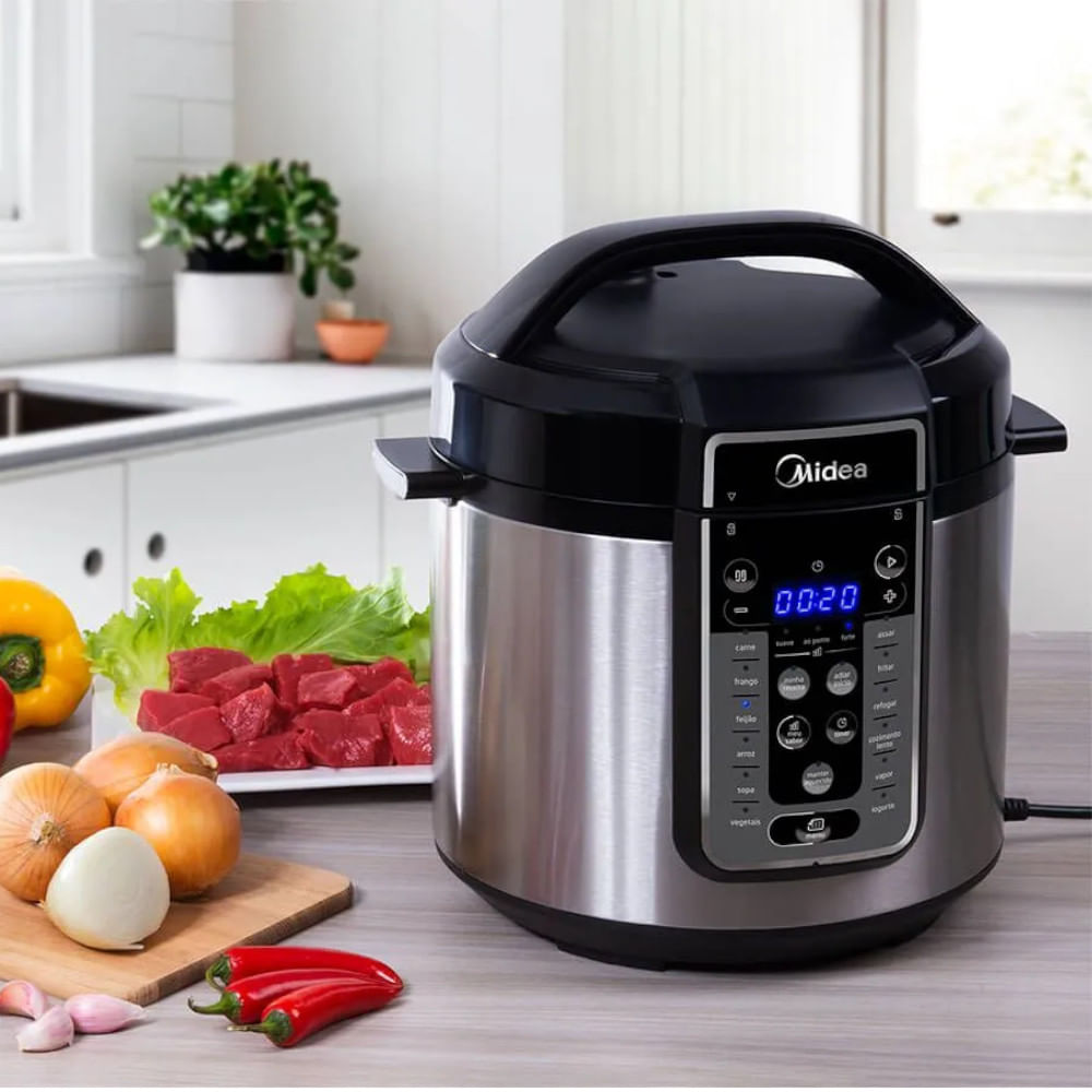 Encontraproduto.com.br - Panela Elétrica Midea de Pressão MasterSteam 6L Inox
