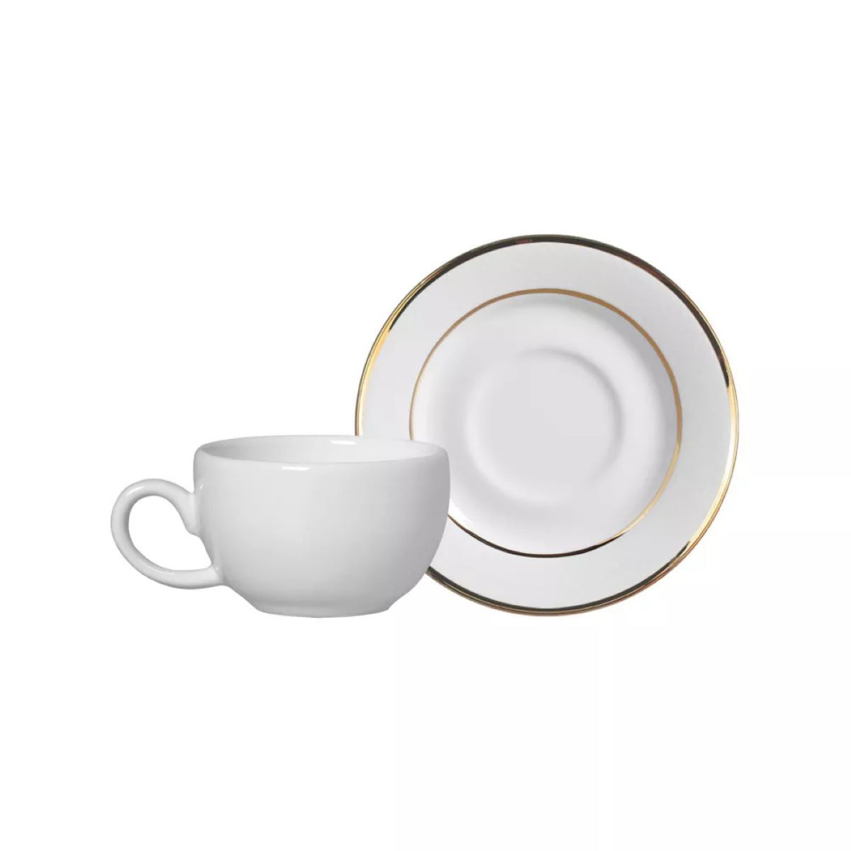 Conjunto de 6 Xícaras e 6 Pires 80ml Café Relevo Ouro