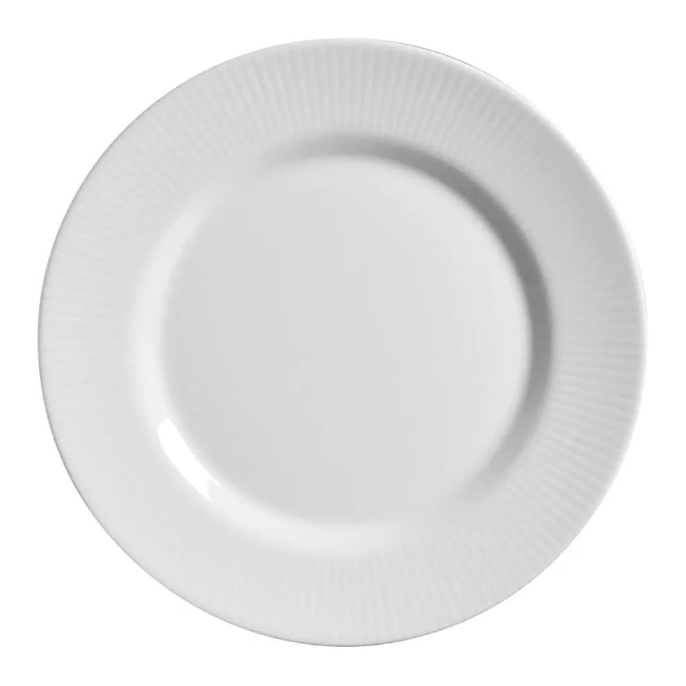 Prato raso em cerâmica Alleanza Plissan Relevo 28,5cm branco