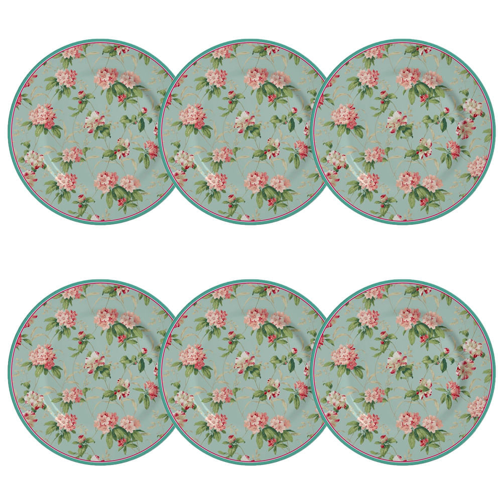 Conjunto de Pratos Rasos Alleanza 1149 Sweet Vintage 6 Peças