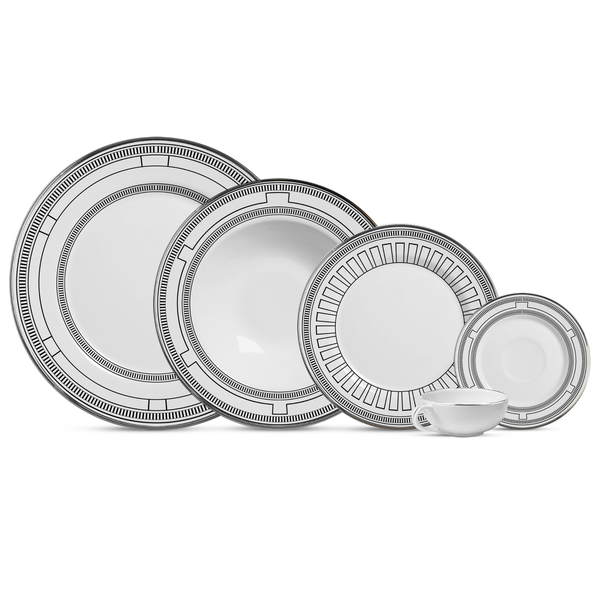 Aparelho de Jantar Elegance Filete Prata 20 Peças - ALLEANZA