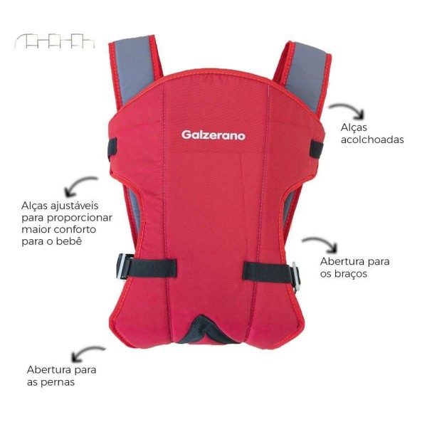 Encontraproduto.com.br - Canguru Balbi 2 Para Bebê Carregar Criança Vermelho Até 15 Kg Galzerano