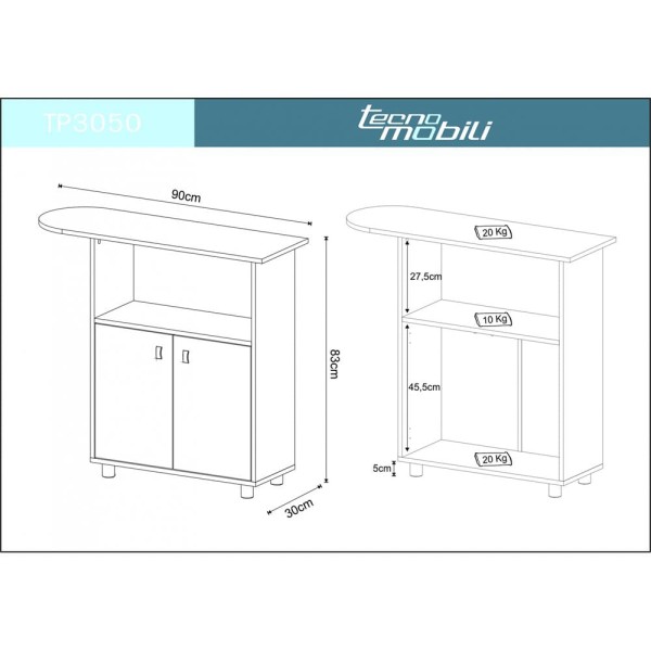 Encontraproduto.com.br - Tábua Passar TP3050 c/ 2 Portas Branco - Tecno Mobili