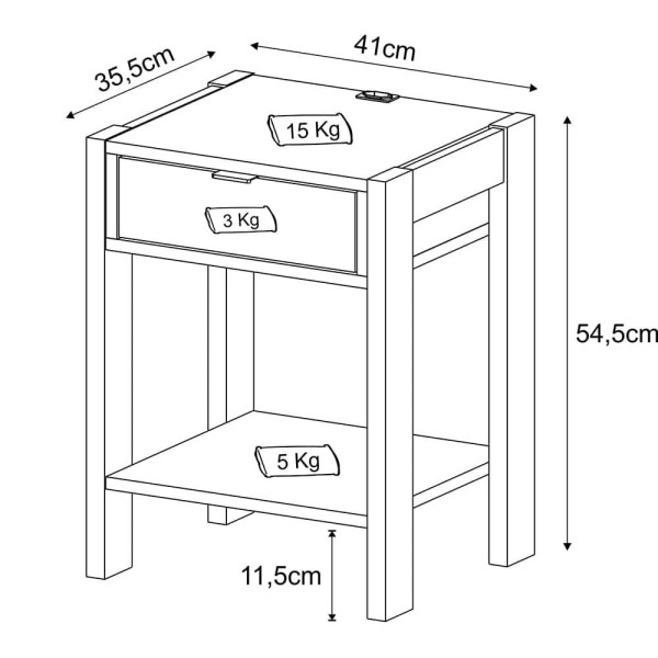 Encontraproduto.com.br - Mesa de Cabeceira 1 Gaveta Tecnomobili Branco