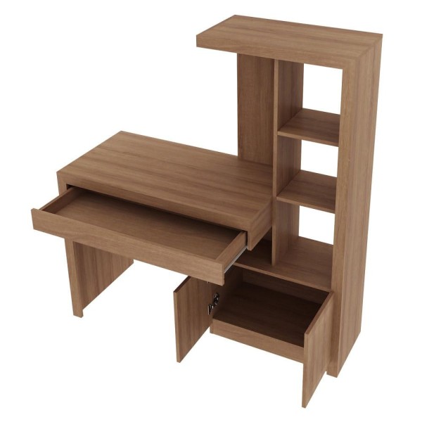 Encontraproduto.com.br - Escrivaninha p/ Escritório ME4143 c/ 2 Portas e 1 Gaveta Amêndoa - Tecno Mobili