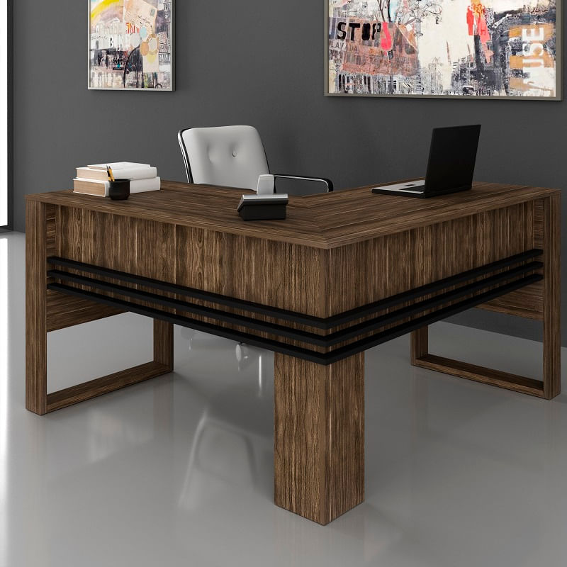 Encontraproduto.com.br - Mesa Escrivaninha Angular Para Escritorio ME4145 Tecno Mobili