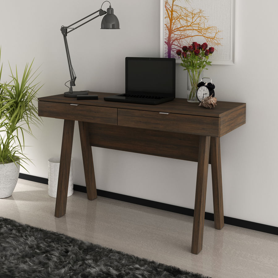 Encontraproduto.com.br - Escrivaninha Me4128 2 Gavetas, Mdp Tecnomobili Rustico Rustico/Rustico