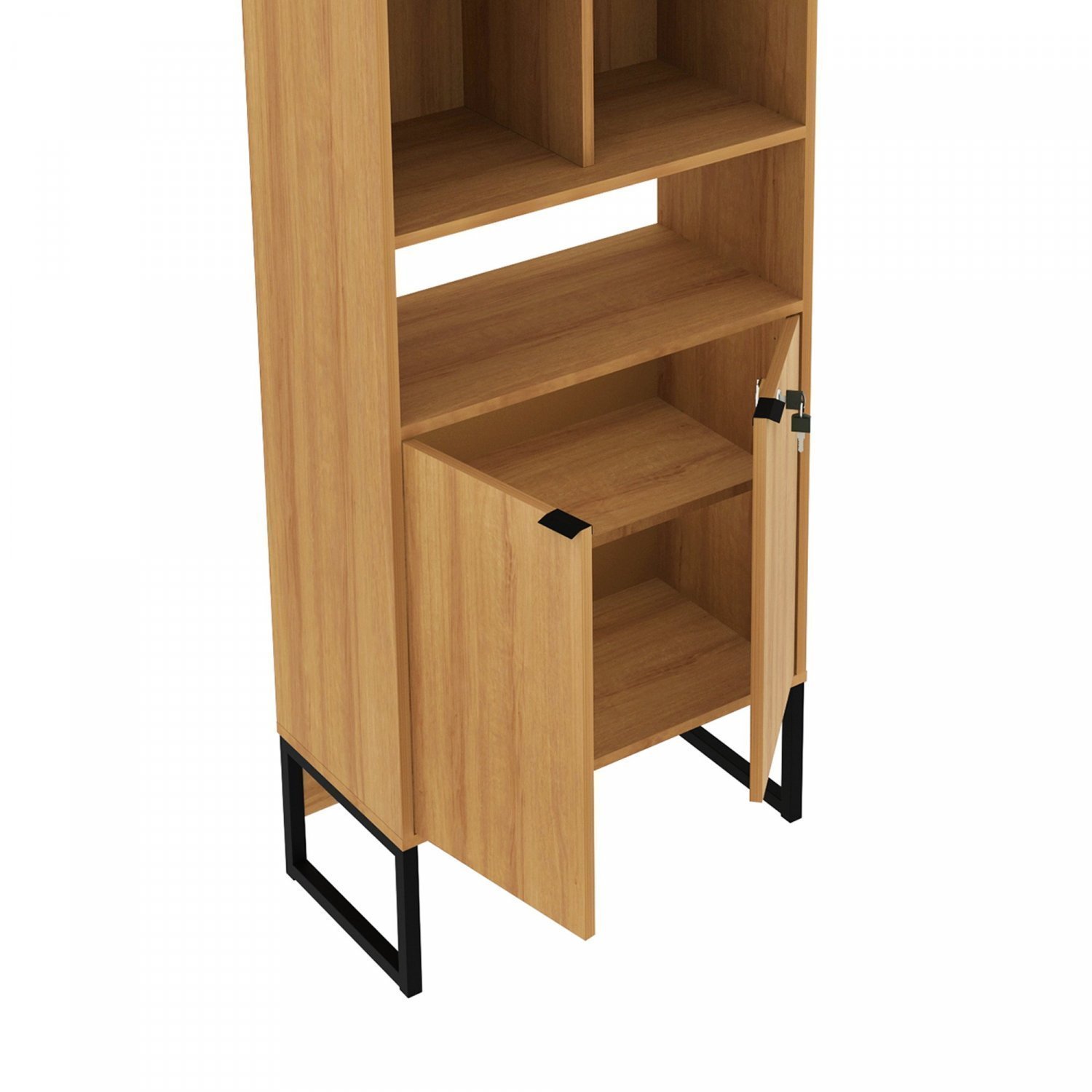 Encontraproduto.com.br - Armário Estante Com 2 Portas Amêndoa-preto