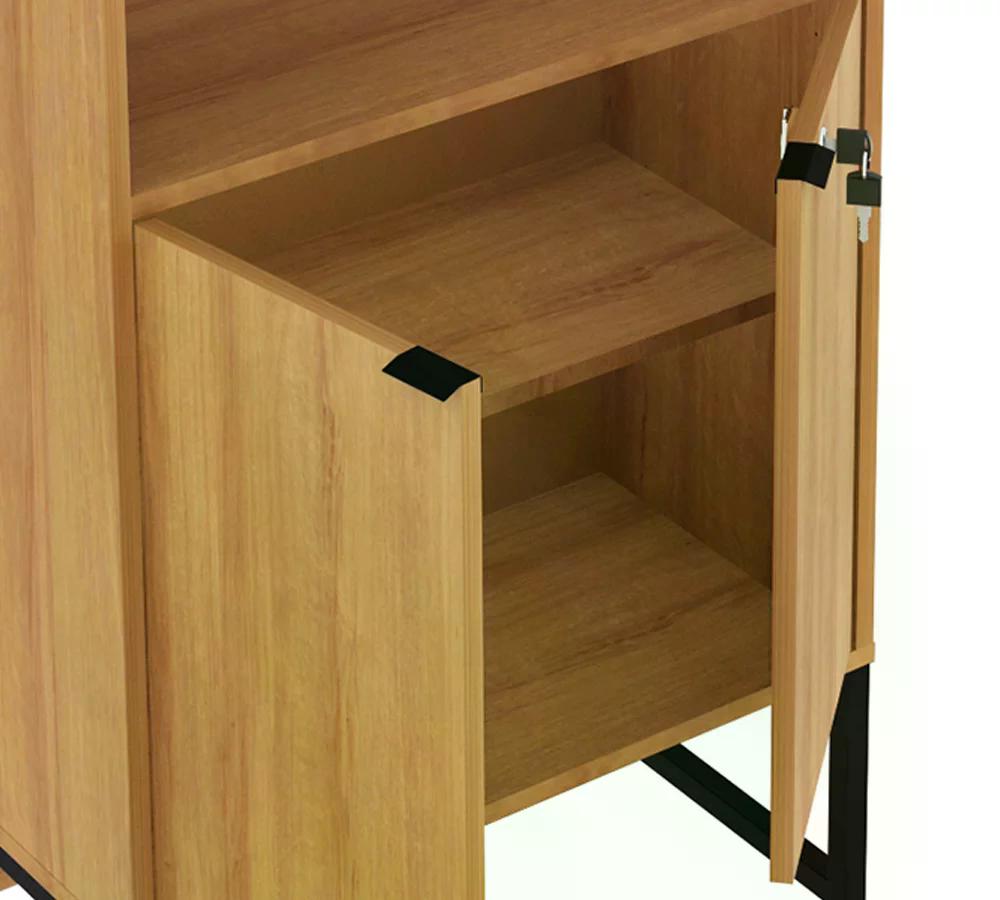 Encontraproduto.com.br - Armário Estante Com 2 Portas Amêndoa-preto