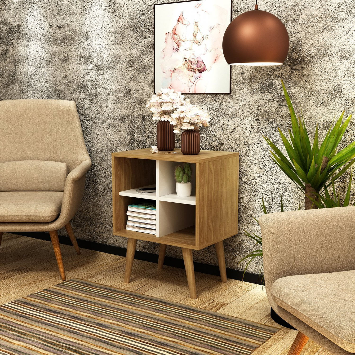 Encontraproduto.com.br - Mesa de Apoio Lateral 04 Nichos E1720 Tecno Mobili