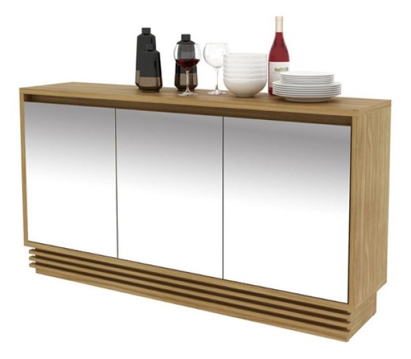 Encontraproduto.com.br - Buffet com Espelho 160x87x37cm Natural Tecnomobili