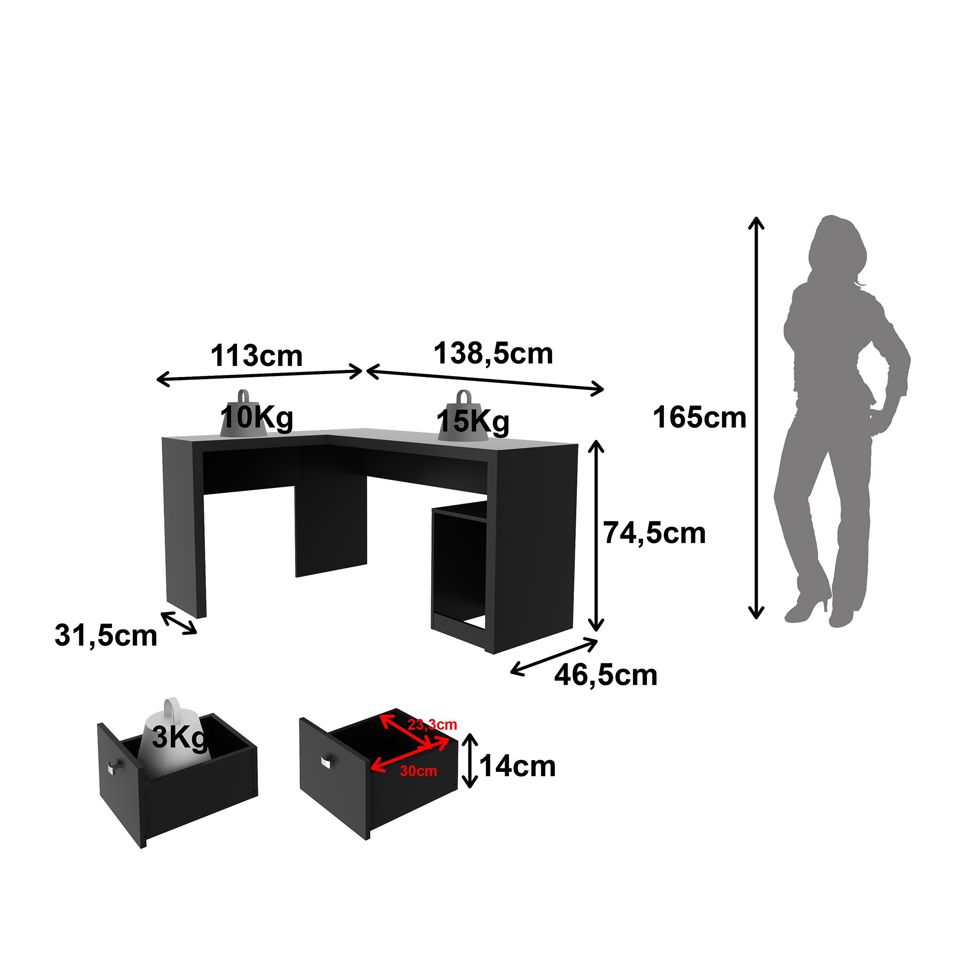 Encontraproduto.com.br - Mesa Para Escritorio De Canto ME4129 Tecno Mobili
