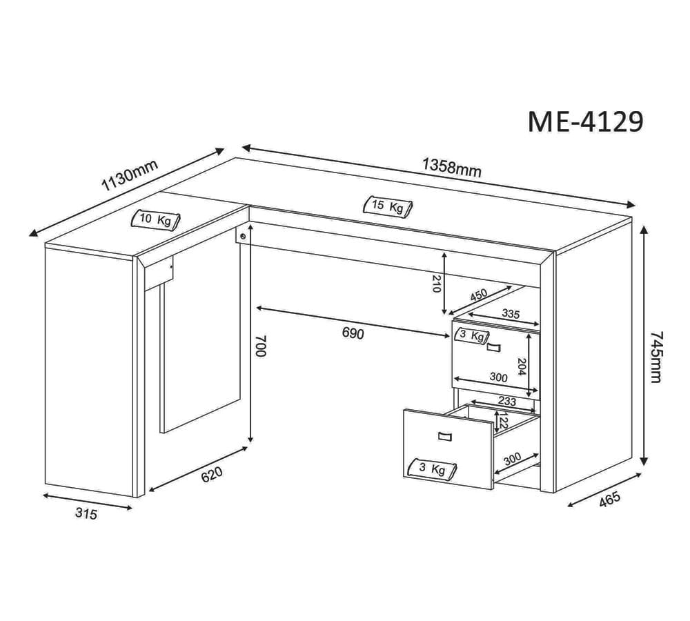 Encontraproduto.com.br - Mesa Para Escritorio De Canto ME4129 Tecno Mobili