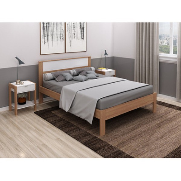 Encontraproduto.com.br - Cama Casal Moscou 05 TCM Nogal e Branco