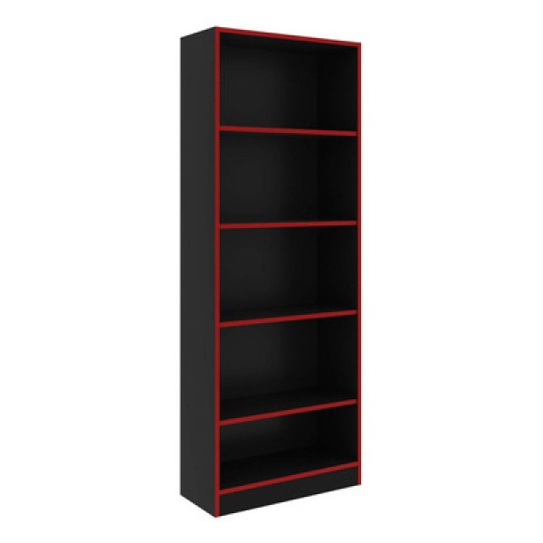Estante Livreiro De Escritório Me4141 C- 4 Prateleiras Preto vermelho - Tecno Mobili