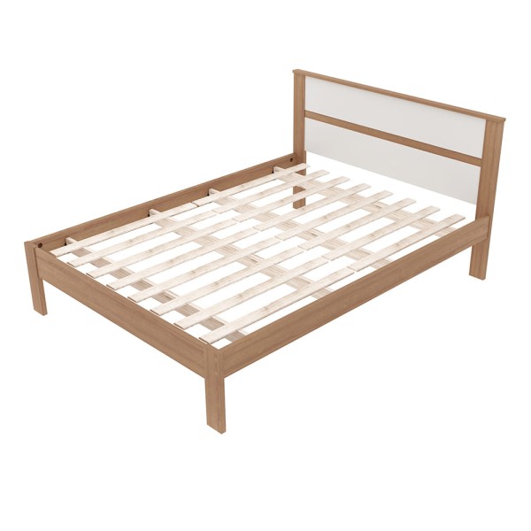 Cama Casal Berlin 05 TCM Amendoa e Branco