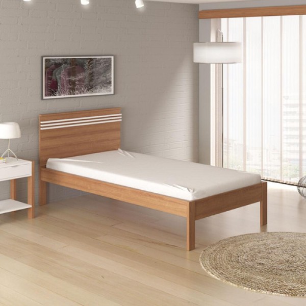 Cama Solteiro Cm8010 Amêndoa/Branco - Tecno Mobili