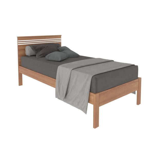 Encontraproduto.com.br - Cama Solteiro Cm8010 Amêndoa/Branco - Tecno Mobili