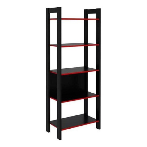 Encontraproduto.com.br - Multiuso Quarto Juvenil ME4166 c/ 5 Prateleiras Preto/Vermelho - Tecno Mobili