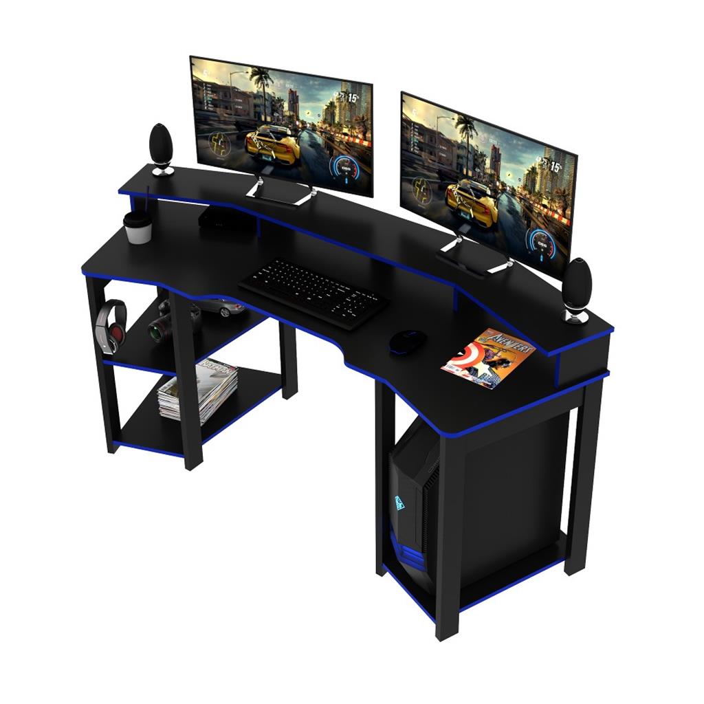 Encontraproduto.com.br - Mesa Computador Gamer ME4167 Preto/Azul - Tecno Mobili