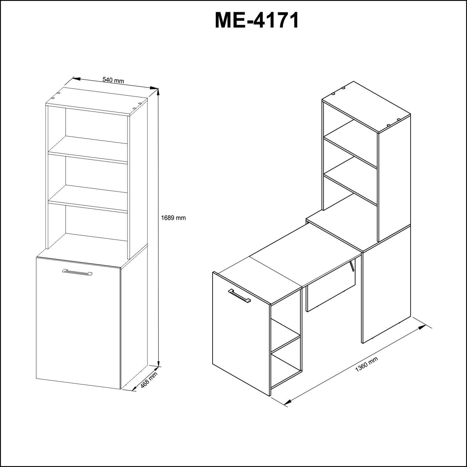 Encontraproduto.com.br - Mesa Multiuso Escritório Retrátil ME4171 c/ 5 Nichos Amêndoa - Tecno Mobili