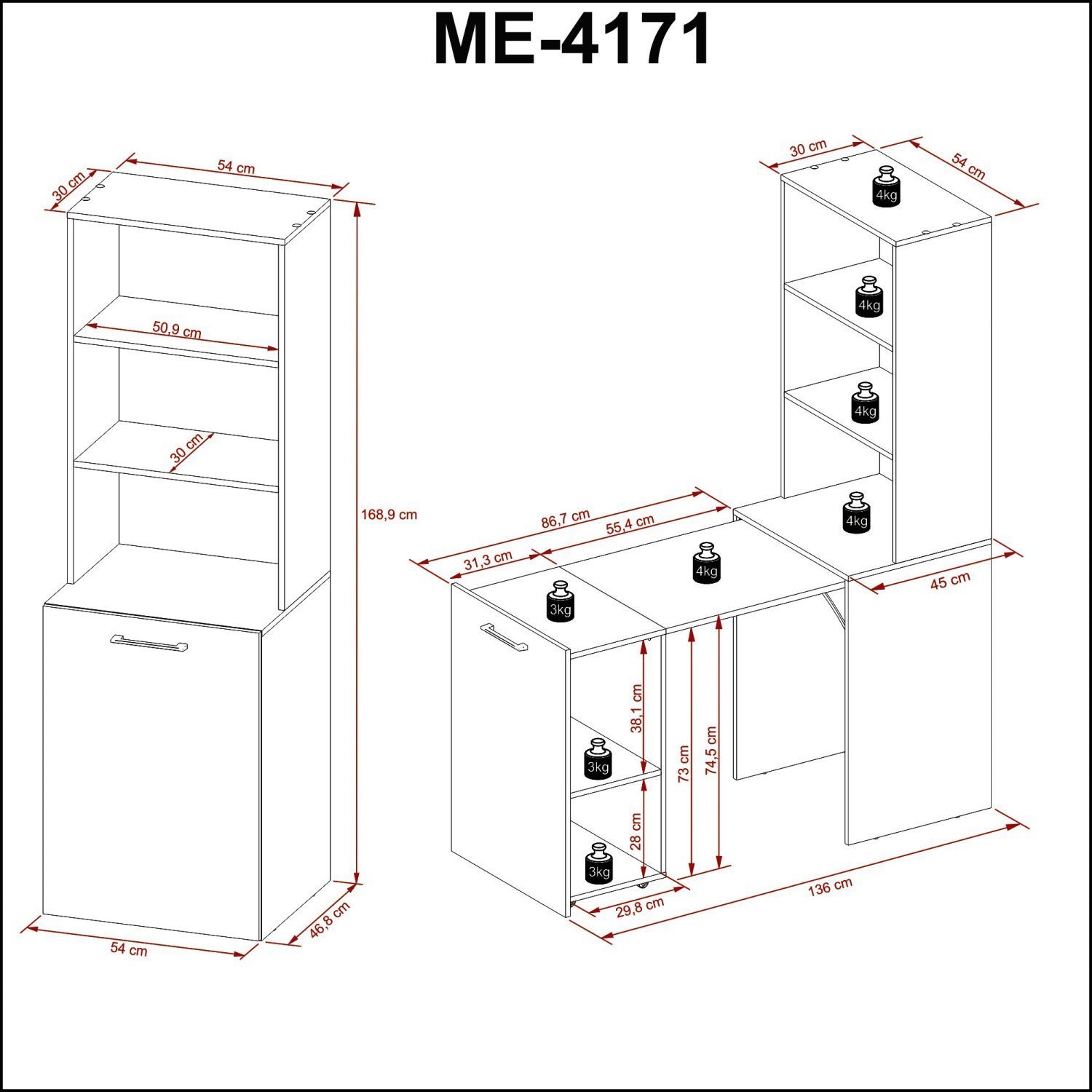 Encontraproduto.com.br - Mesa Multiuso Escritório Retrátil ME4171 c/ 5 Nichos Amêndoa - Tecno Mobili