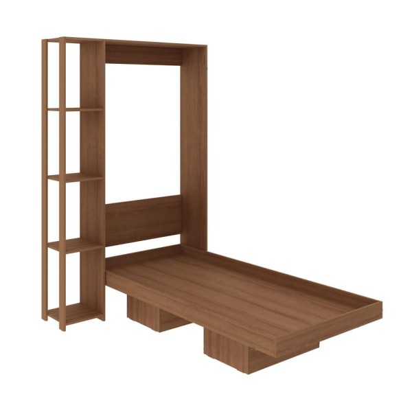 Encontraproduto.com.br - Cama De Solteiro Articulada Dobrável Flex 4 Prateleiras 2 Nichos Cm8013 Tecnomobili Amêndoa Amêndoa