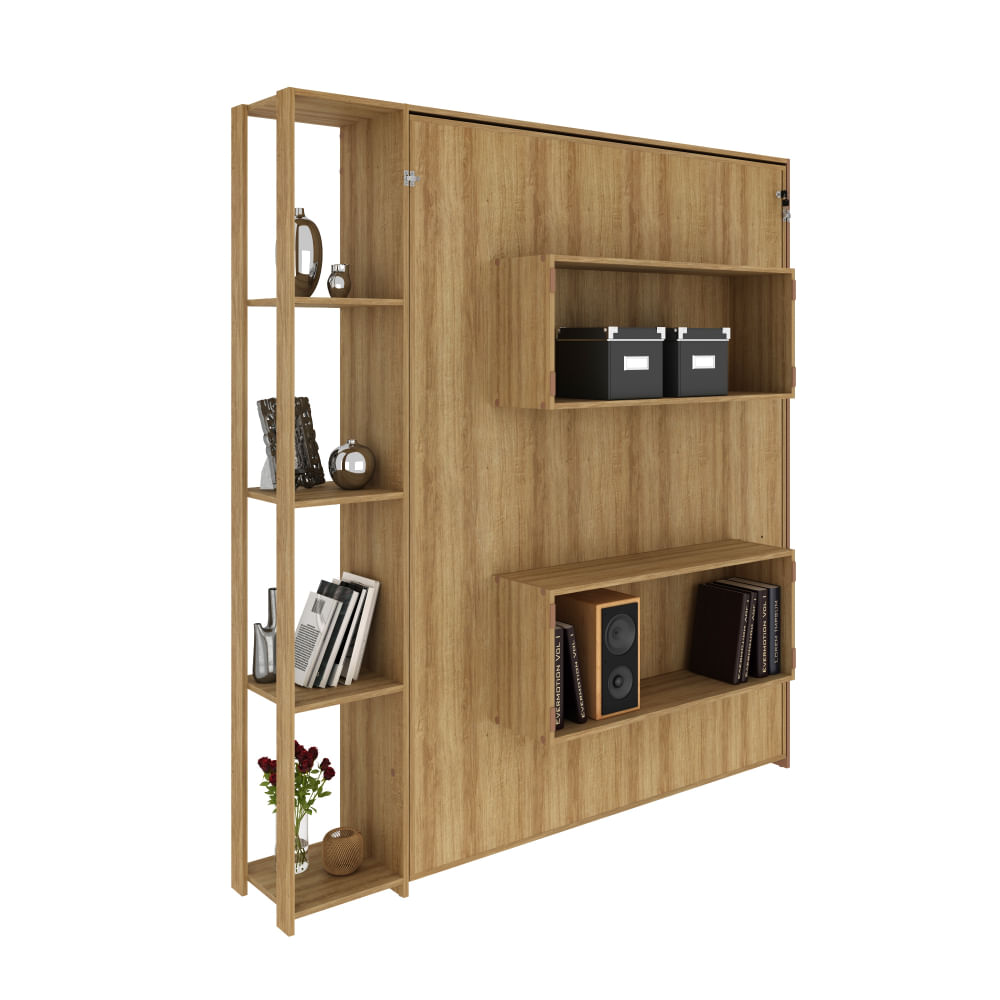 Encontraproduto.com.br - Cama De Casal Articulada Dobrável Flex 4 Prateleiras 2 Nichos Cm8014 Tecnomobili Amêndoa Amêndoa