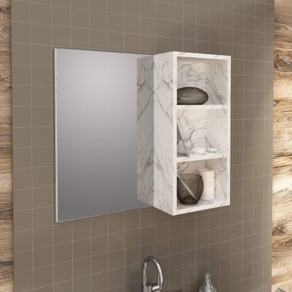 Espelheira Suspensa Para Banheiro Bn3609 Mármore Branco Mármore Branco