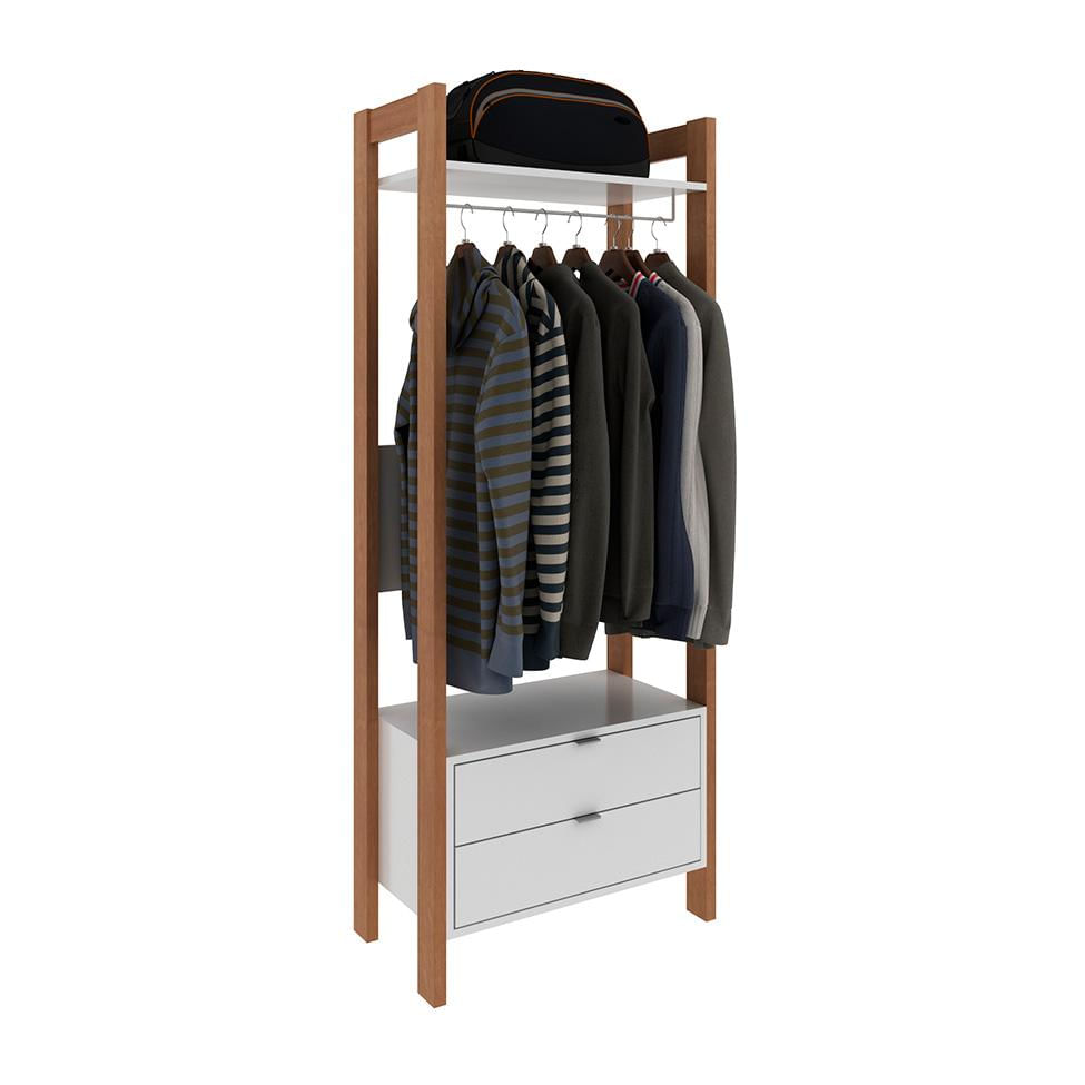 Encontraproduto.com.br - Armário Closet com Gaveta AZ1011 TCM Amendoa e Branco