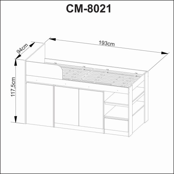 Encontraproduto.com.br - Cama Solteiro CM8021 Multifuncional c/ Escrivaninha Branco - Tecno Mobili