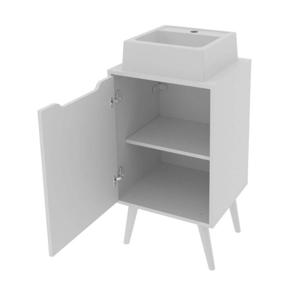 Encontraproduto.com.br - Gabinete Branco 45cm para Banheiro Lavabo com 1 Porta BN3641 Tecnomobili Sem Cuba