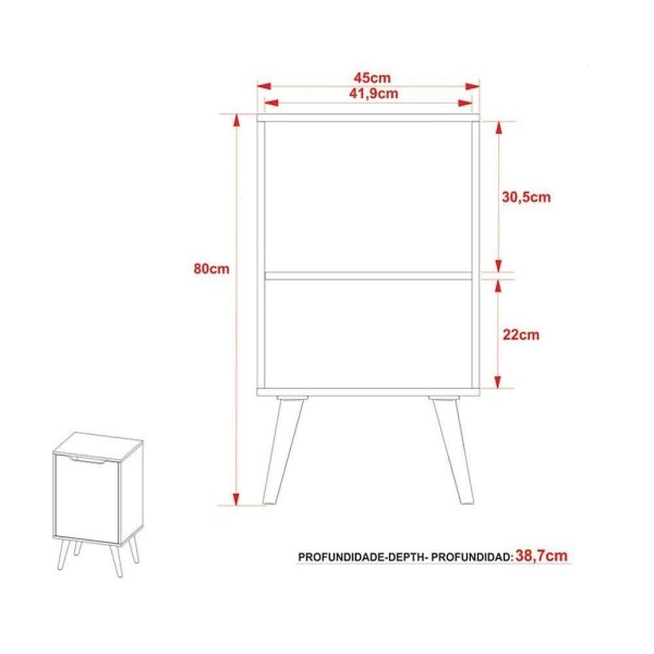 Encontraproduto.com.br - Gabinete Branco 45cm para Banheiro Lavabo com 1 Porta BN3641 Tecnomobili Sem Cuba