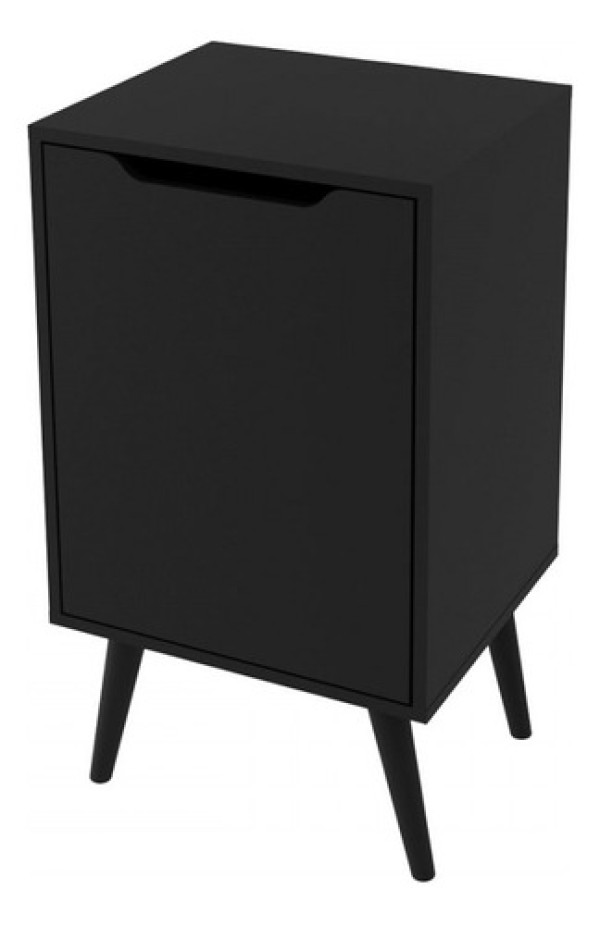 Armário Gabinete para Banheiro 45cm Sem Cuba Preto com Porta BN3641 Tecnomobili Pés Palito Retrô