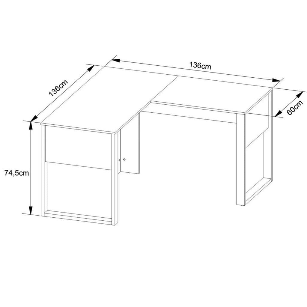 Encontraproduto.com.br - Mesa em L para Escritório 136x136cm Tecnomobili Amêndoa/Preto - ME4181