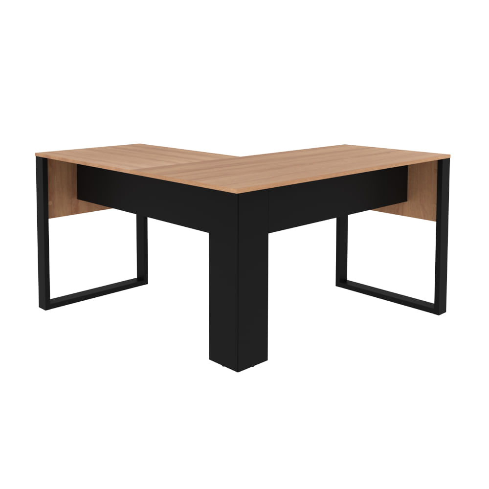 Encontraproduto.com.br - Mesa em L para Escritório 136x136cm Tecnomobili Amêndoa/Preto - ME4181