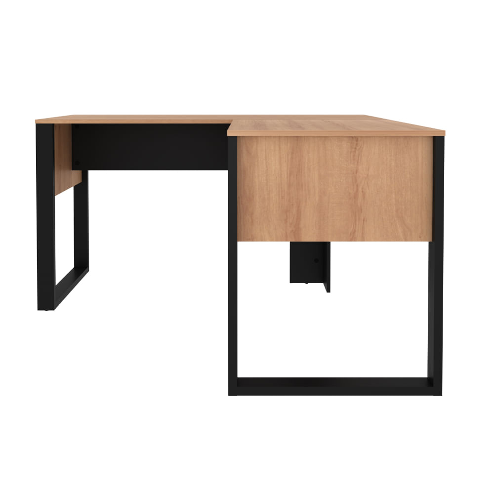 Encontraproduto.com.br - Mesa em L para Escritório 136x136cm Tecnomobili Amêndoa/Preto - ME4181