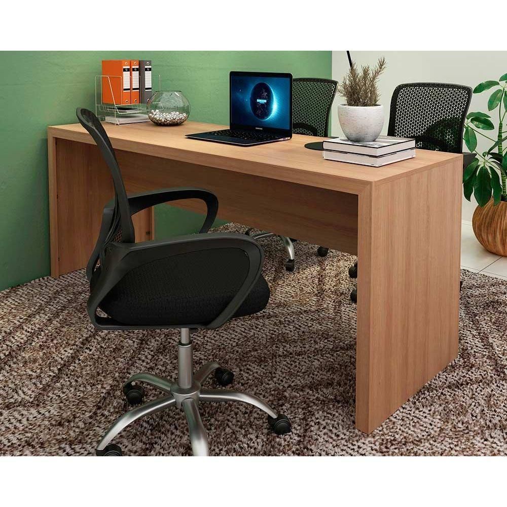 Encontraproduto.com.br - Mesa Para Escritório Escrivaninha Madeira Linha Office 180cm amêndoa Amêndoa